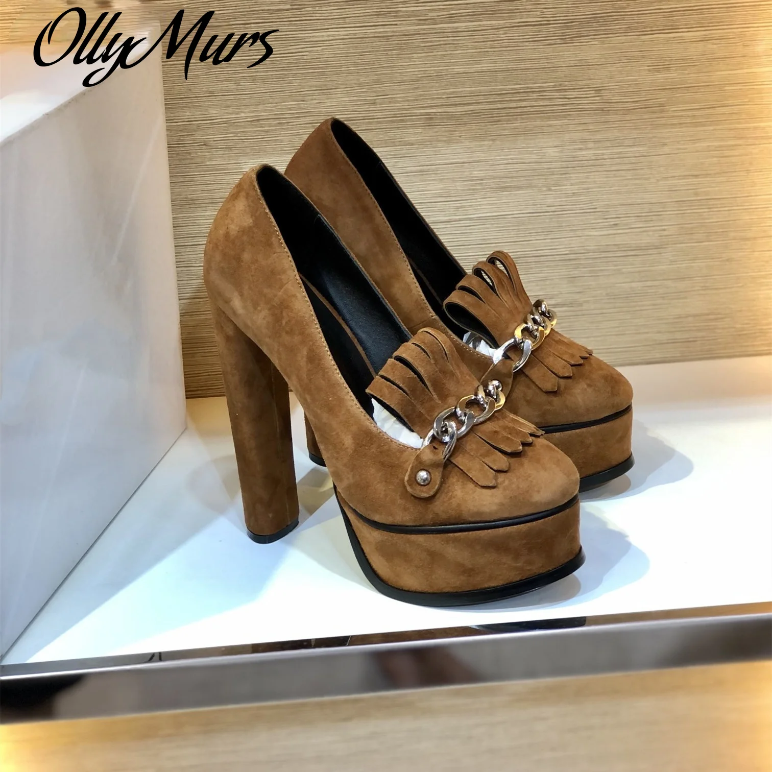 

Женские туфли из натуральной кожи, на платформе, на толстом каблуке