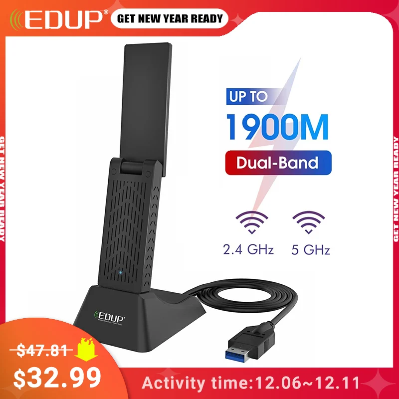 

Wi-Fi адаптер EDUP, 1900 Мбит/с, USB 2,4, 5 ГГц/ГГц