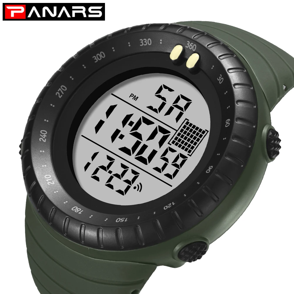 Мужские спортивные часы PANARS с большим циферблатом светящиеся водонепроницаемые