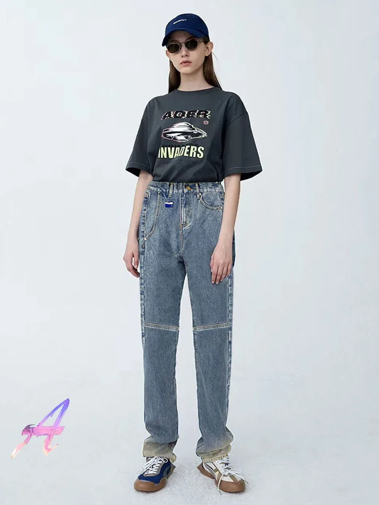 

FOX Adererror *Maison Kitsune Jeans Men Women High Quality Embroidery Straight Trousers Adererror *Kitsune Casual Denim Pants