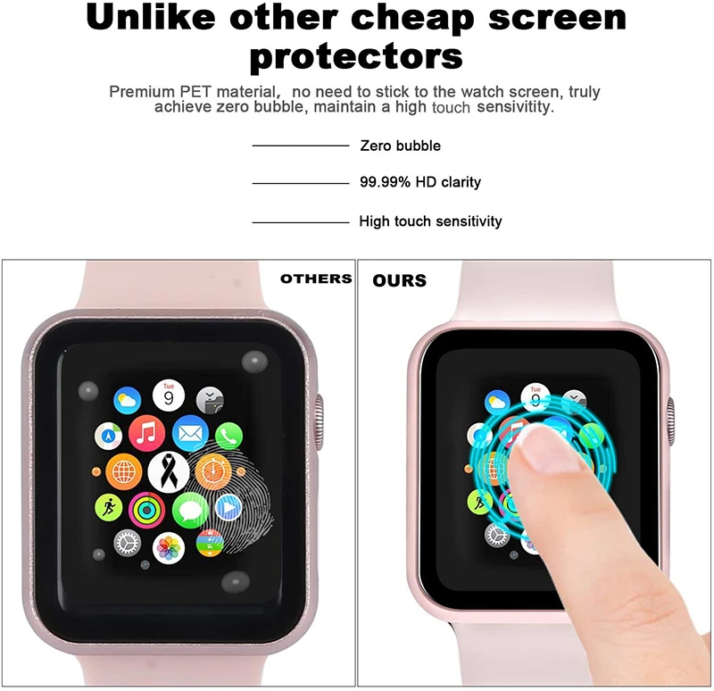 Металлический корпус для Apple Watch 44 мм 40 защитная пленка экрана iwatch 42 38 серии 5 4 3 2 1 HD
