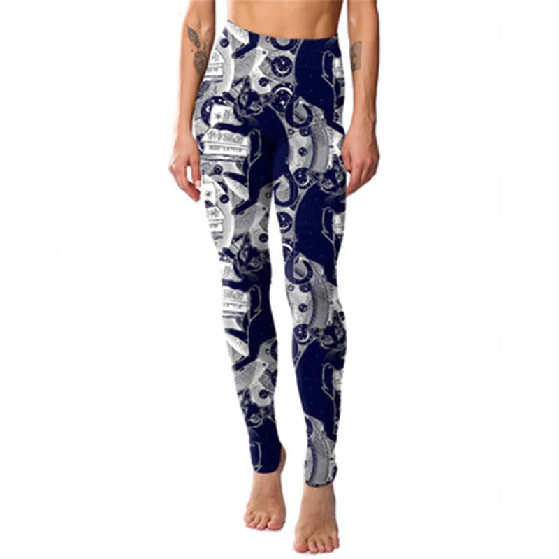 Personality digital print leggings yoga sports pants lift buttocks slim body breathable slim anti-silk nine cent pants