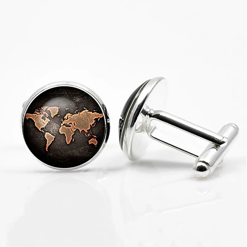 New 2020 Black Globe World Map Cufflinks Plated Vintage Cuff Men And Women Accessories Antique Bronze | Украшения и аксессуары