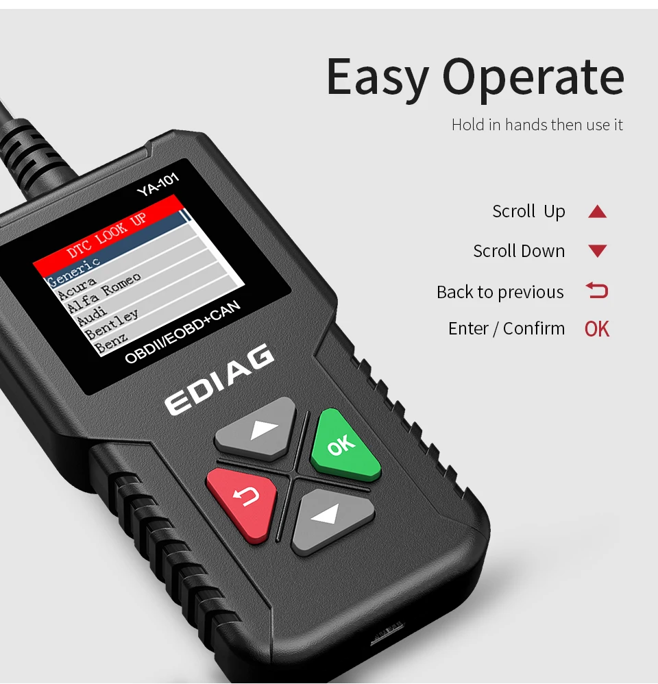 EDIAG YA101 OBDII/EOBD считыватель кодов YA-101 автоматический диагностический инструмент граф datastream OBD2 реальный 16Pin obd2 DIY сканер CR3001