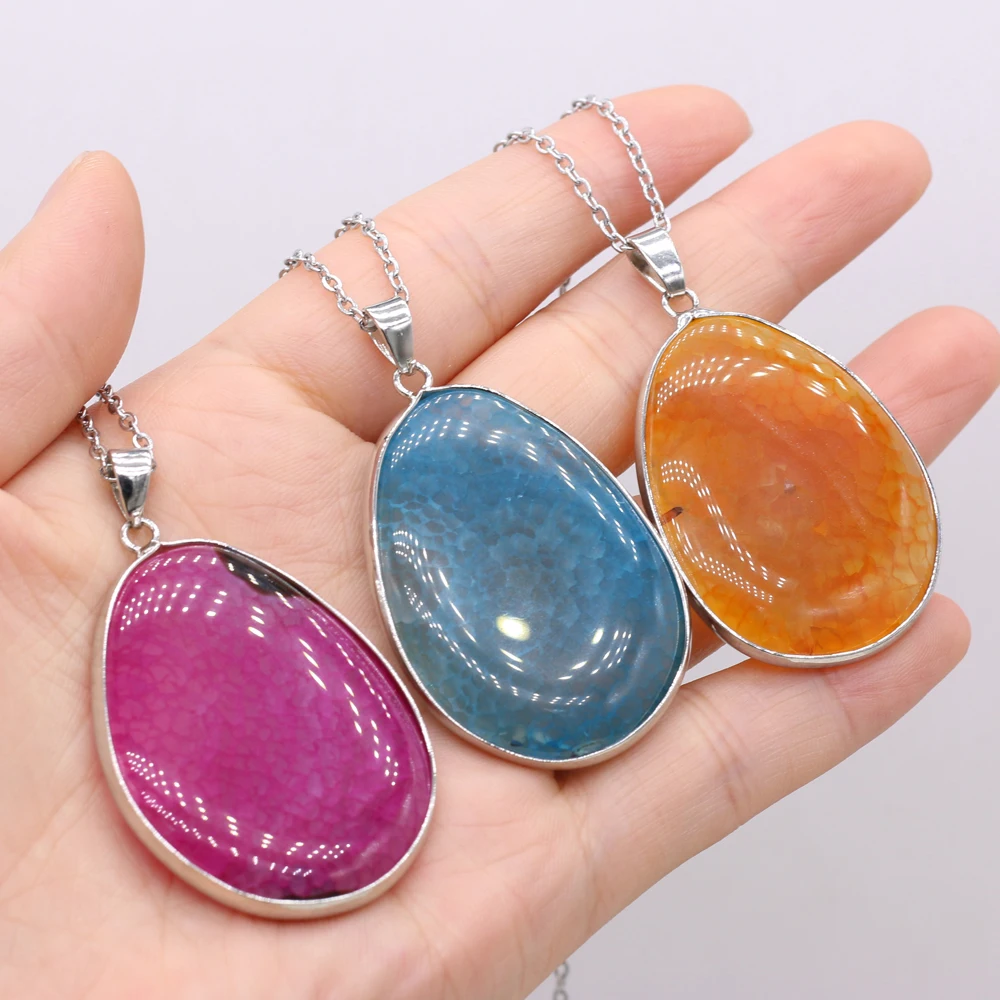 Купи Exquisite Necklace 28x42-30x45mm Natural Drop-Shaped Dragon Pattern Agate Necklace Pendant for Women Charm Jewelry Gifts за 125 рублей в магазине AliExpress