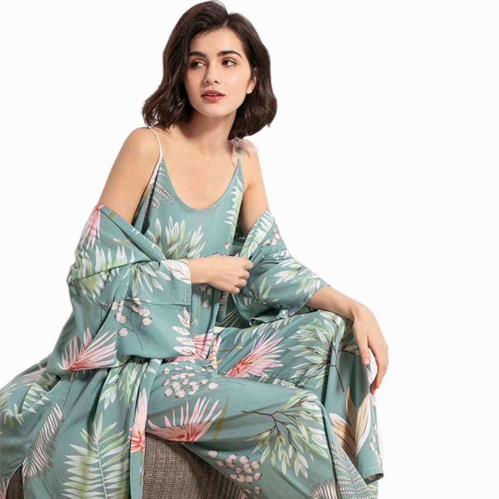 Пижамный комплект мягкий женский одежда для сна на весну и осень кардиган с