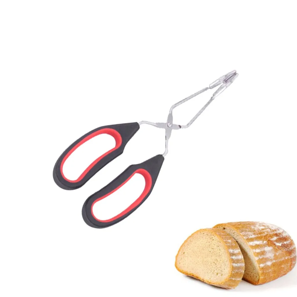 

2021 New Household tools Tongs With Plastic Silicone Food Baking Bread Clamp BBQ Grilling Wire Tongs