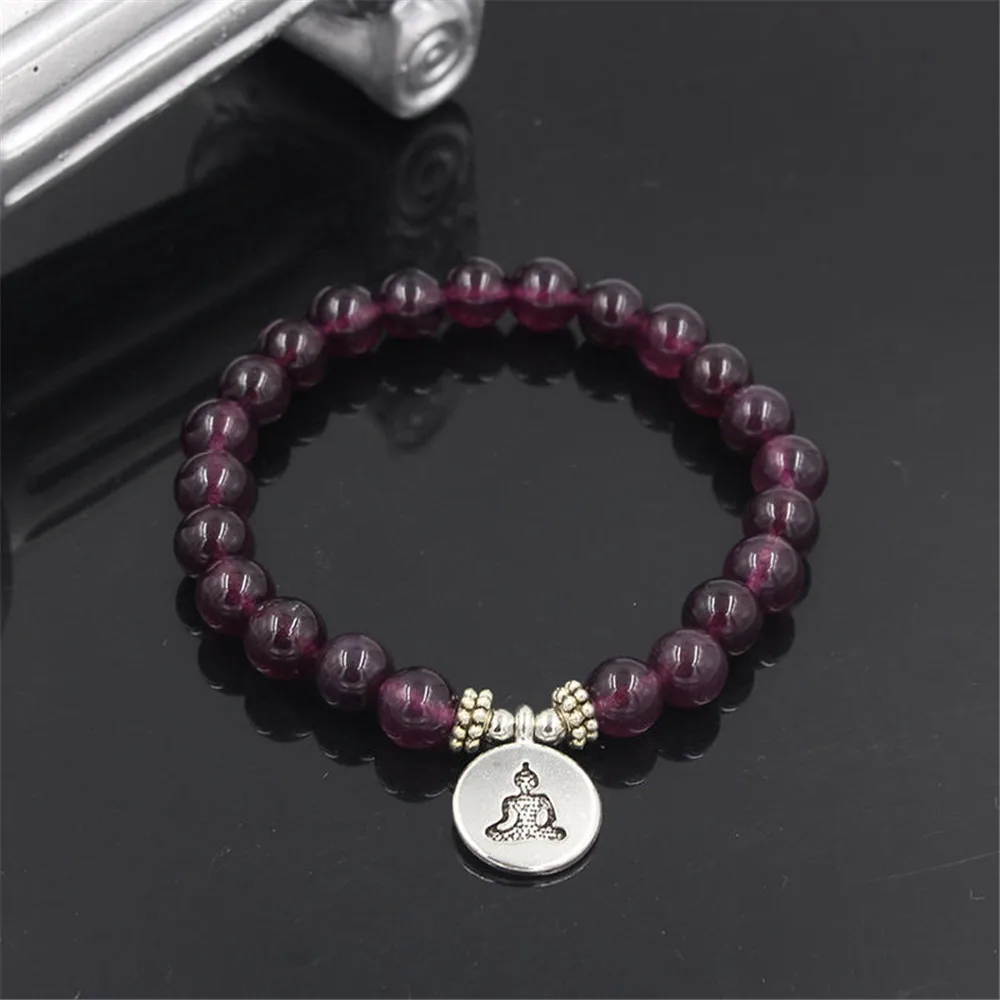 8 мм аметисты лотоса браслет высокого качества Ом Йога буддийский Мала