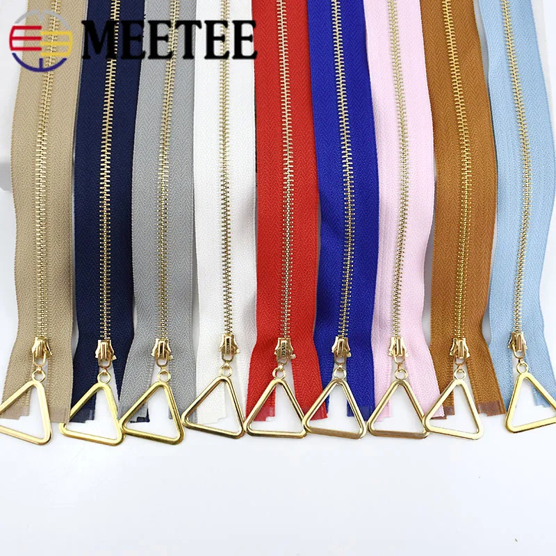 Meetee 2pcs 40-70cm 3# Metal Zippers Open-End Auto Lock Gold Zipper DIY Bags Purse Garment Decor Zip Sewing Accessories ZA043 | Дом и сад