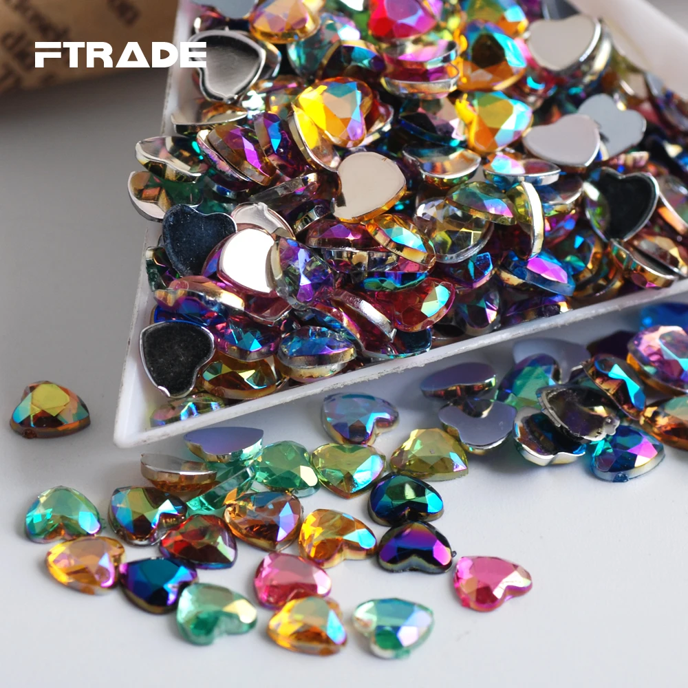 6 мм смешанные цвета зернистость в форме сердца акриловые стразы с плоским