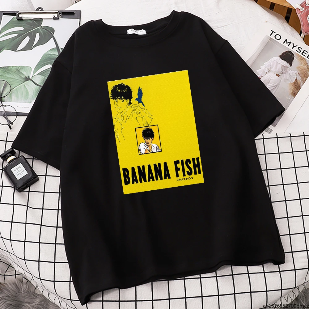 

2021 Summer Banana Fish Art Printing Men's T Shirts Slim Street Comfortable Sport Breathable Male Clothes