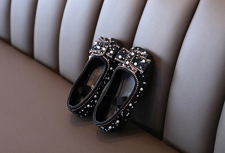 

Girls Princess Shoes 2020 Autumn New Children Leather Shoes Little Girl Dance Crystal Single Party Shoe Soft Rubber Button