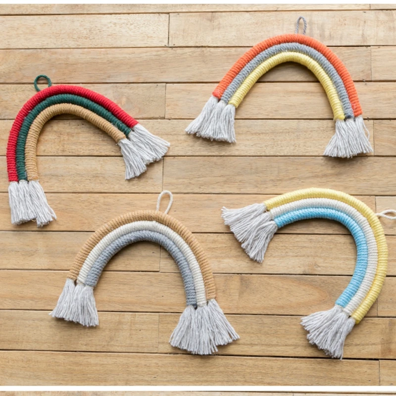 Радужный Плетеный крючок орнамент настенная стойка настенный домашний декор