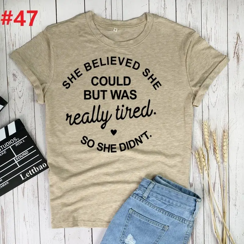 

Funny Letter Printed T-shirts Women Summer Tee Shirts For Women Sleeve Graphic Tee Harajuku Crew Neck Camisetas Mujer