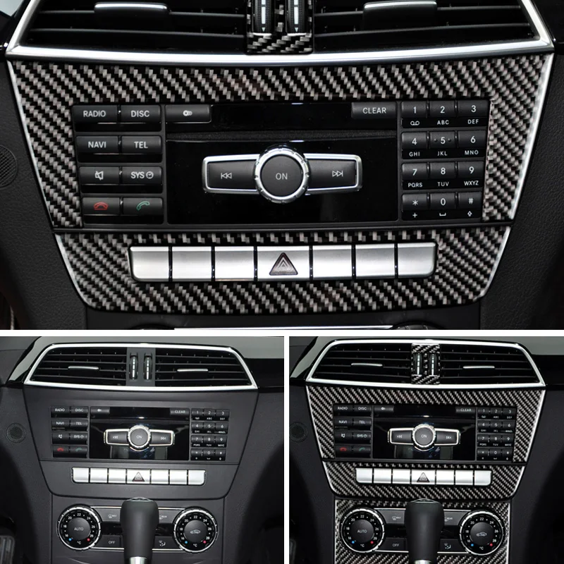 

Carbon Fiber For mercedes C class W204 2007-2014 Car Styling Interior Strip Air Conditioning CD Panel Cover Trim Accessories