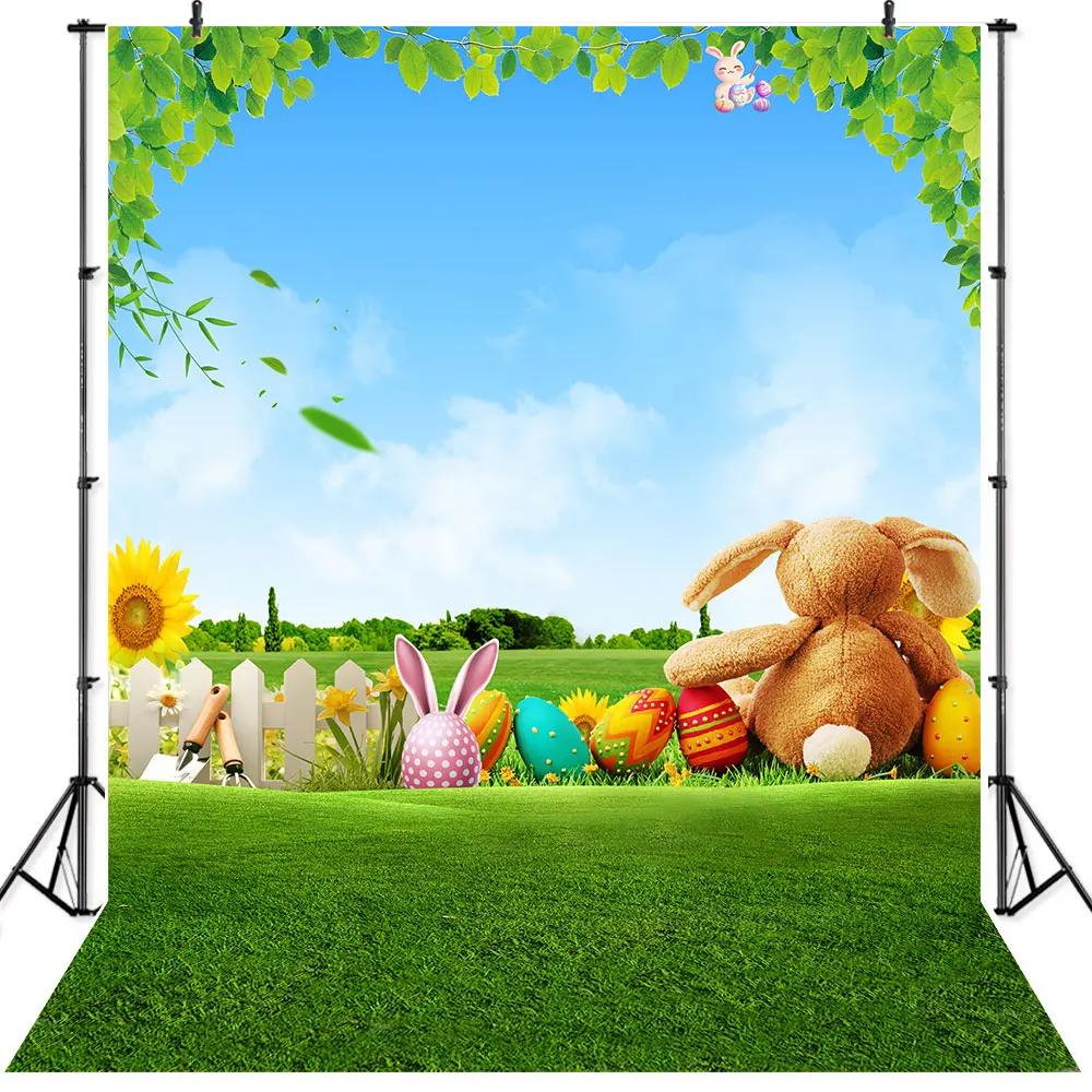 SeekproBackground Счастливой Пасхи вечерние кролик Луг яйца цветка загородки сада деревянные детские портрет фоны для фотографии