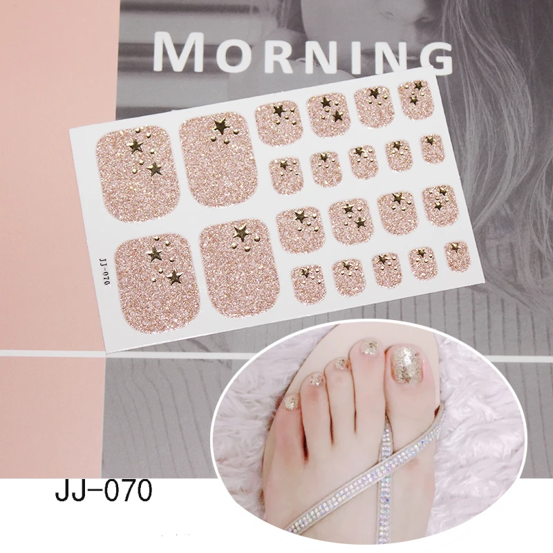 22tips/sheet Toe Nail Stickers Waterproof Fashion Wraps Art Full Cover Adhesive Foil Manicure Decals | Красота и здоровье