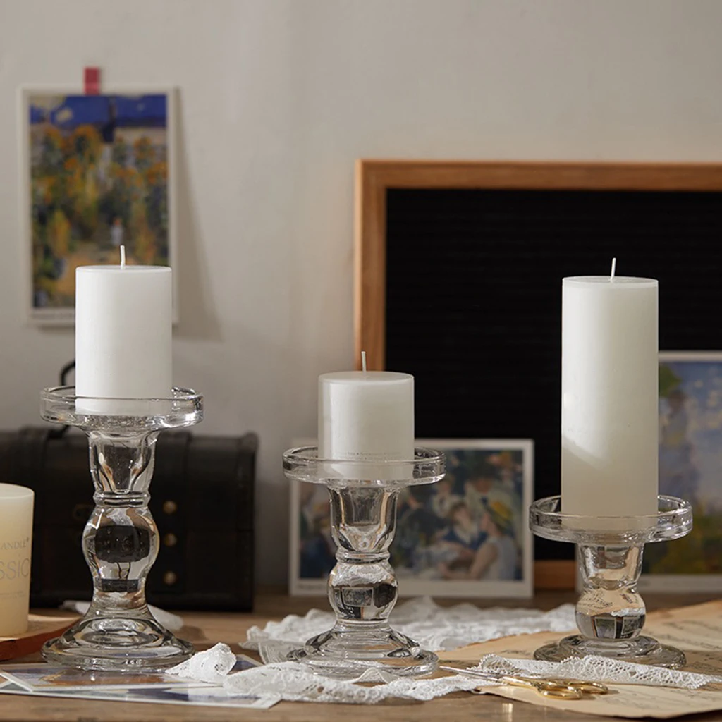 

Transparent Candle Holder Candlestick Tabletop Living Room Party Decoration