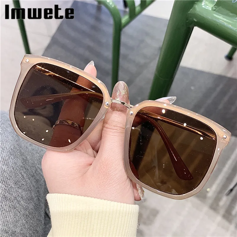 

Imwete Oversized Square Mens Womens Sunglasses Luxury Sun Glasses Shades Vintage Ladies Big Frames Black Sunglass UV400 Outdoors