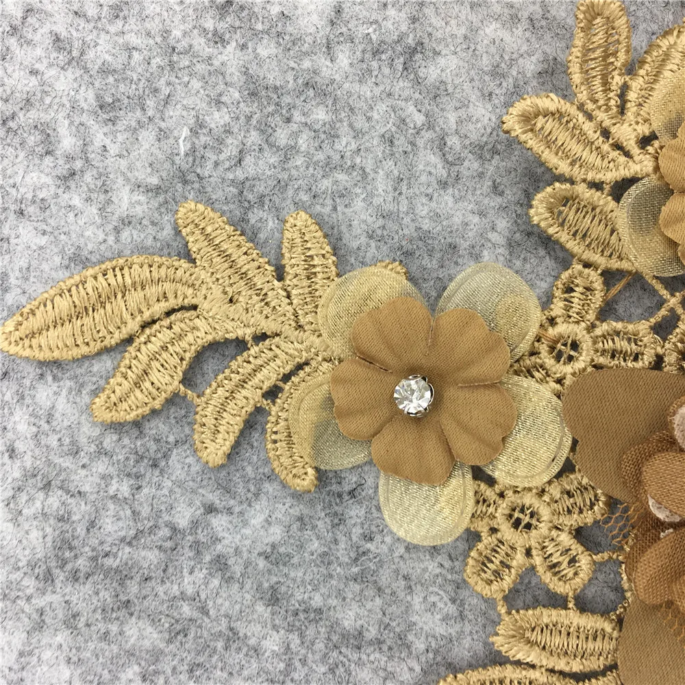 Ремесло кружевной воротник аппликация цветок блесток украшение кружевная ткань