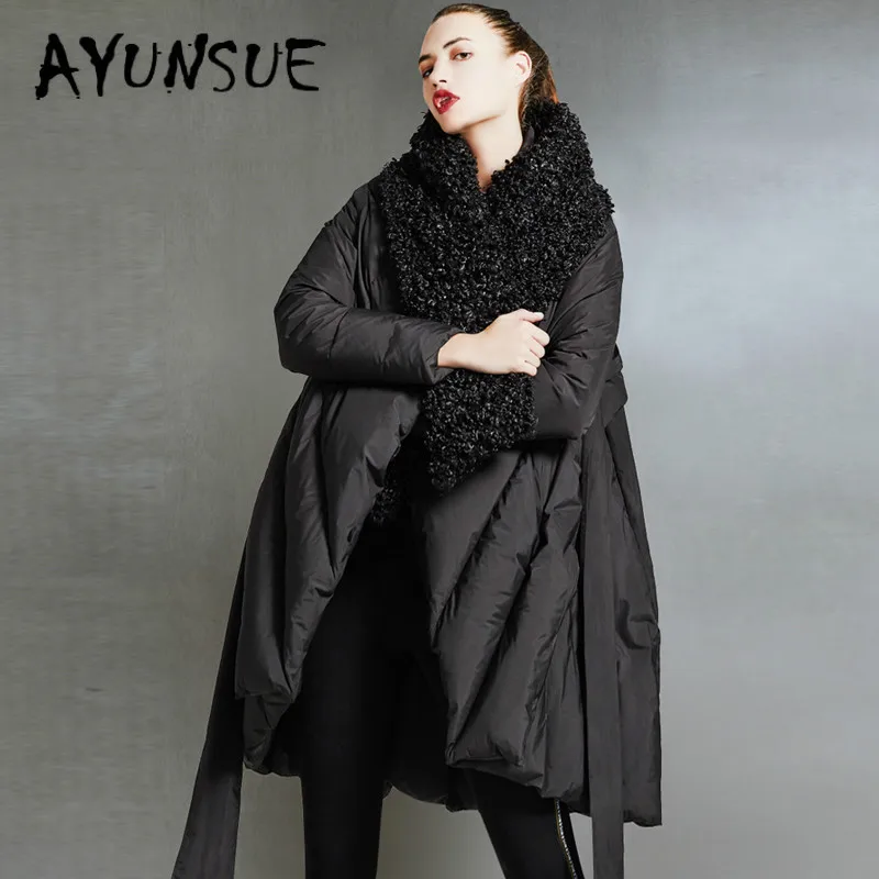 Зимнее пальто Женская белая пуховая куртка Корейская Большая Меховая с меховым