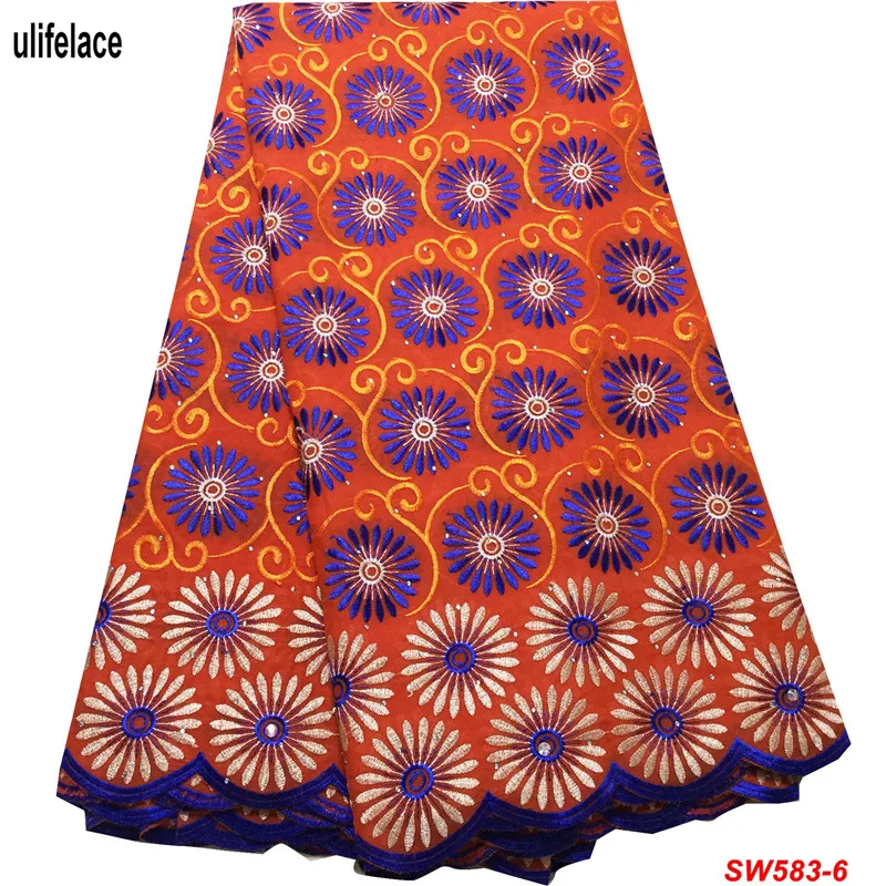 

ulifelace African Cotton Lace Fabric High Quality Stones Swiss Voile Lace Nigerian Dry Lace Fabrics For Wedding Dress SW-583