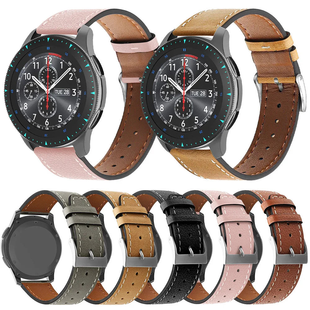

22mm Leather Strap for Samsung Galaxy Watch 3 Band 45mm 46mm Bracelet for Huawei Watch3/Pro 48mm GT 2 Belt GT2 Pro ECG Wristband