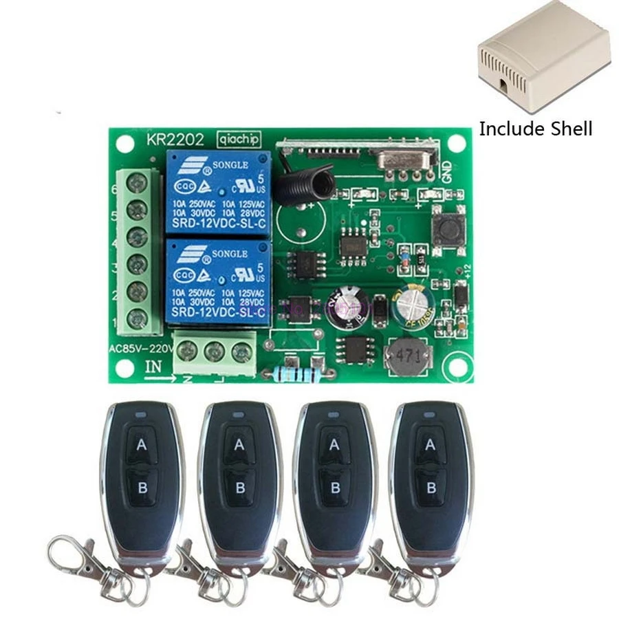 

dhl or fedex 10pcs 433Mhz Universal Wireless Remote Control Switch AC 250V 110V 220V 2CH Relay Receiver Module and 4PCS RF