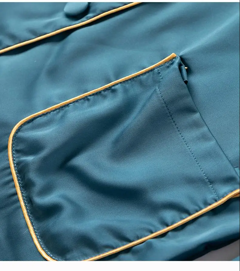 

Women 2PCS Sleep Set PAJAMAS Suit Spring New Nightwear Satin Home Clothing Intimate Lingerie Casual Blue Pyjamas Sleepwear