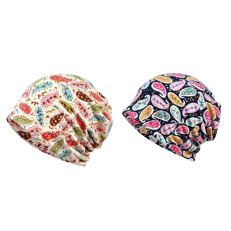 

Sport Running Cap Scarf Floral Cashew Printed Sunshade Breathable Elastic Cotton Hat Neck Warmer Travel Headwear