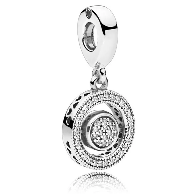 

Original 925 Sterling Silver New Style Pendant With Crystal Revolving Heart Fit Pandora Women Bracelet & Necklace Diy Jewelry