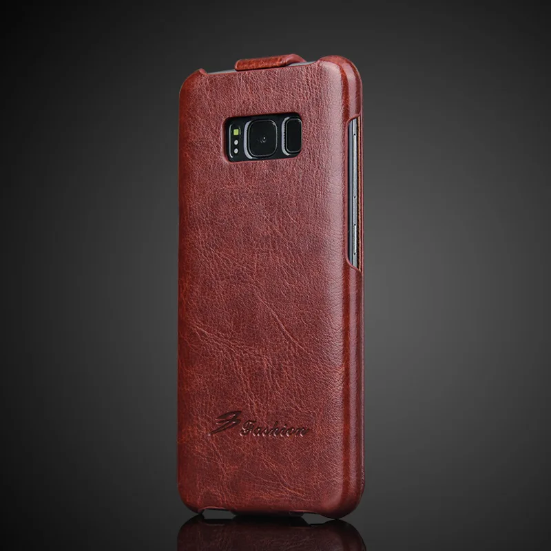 Роскошный Ретро S10 бизнес флип чехол для телефона чехол держатель винтажный натуральная кожа для samsung Galaxy S8 Plus S10 S9 S7 Edge Note 8 - Цвет: Коричневый