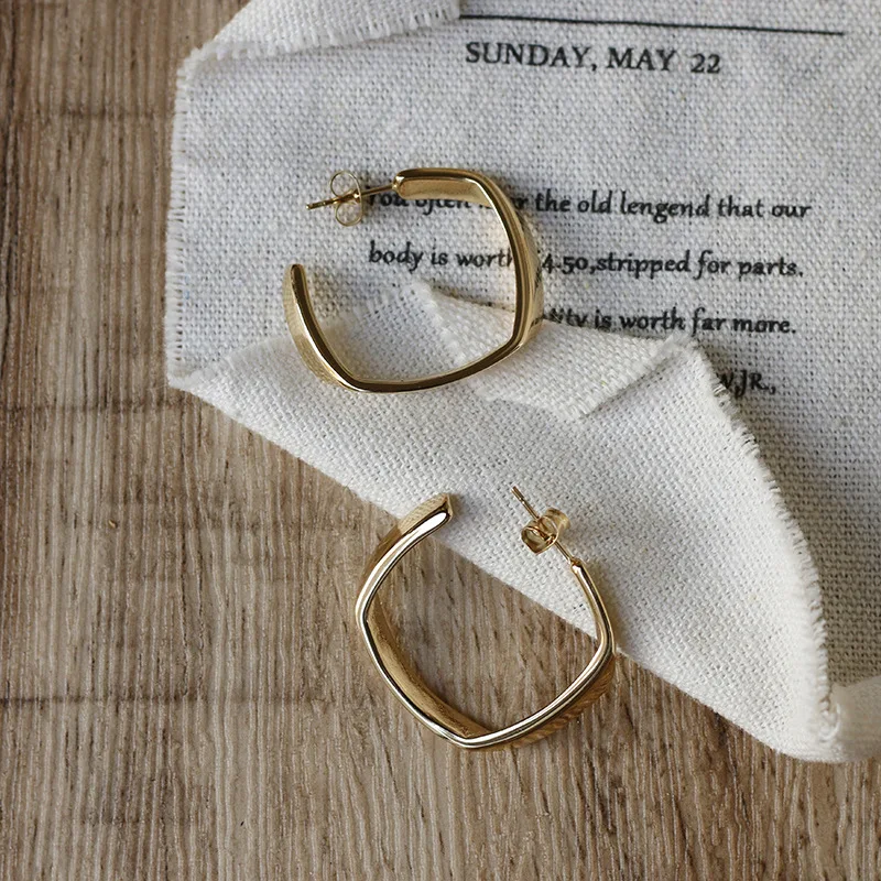 

Minimalist Square Geometric Earrings Solid Titanium steel 14k Gold Plated Hoop Earring Women Charms Jewelry Accessories Bijoux