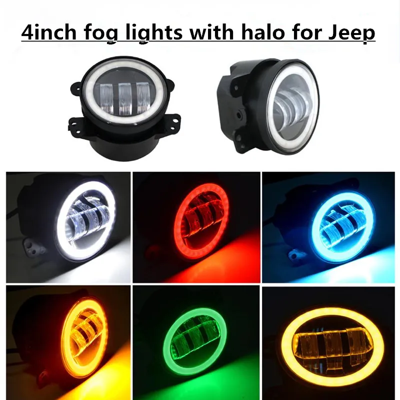 1 пара 4 &quot30 Вт Светодиодный туман светильник Halo Кольцо угол глаза DRL для Jeep Wrangler JK