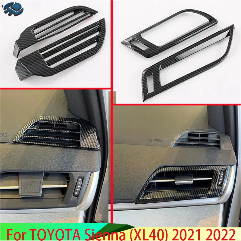 

For TOYOTA Sienna (XL40) 2021 2022 Carbon Fiber Style Air Vent Outlet Cover Dashboard Trim Bezel Frame Molding Garnish