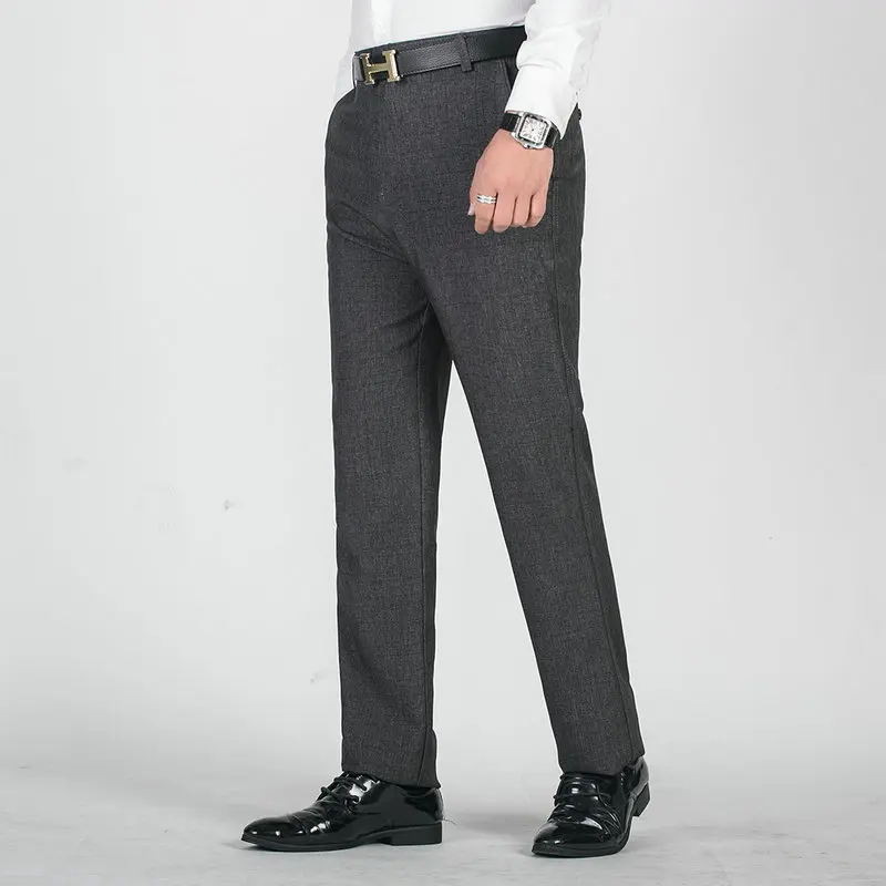 

2020 Summer Thin Men's Business Casual Pants Cotton and Linen High Waist Straight Loose Pants