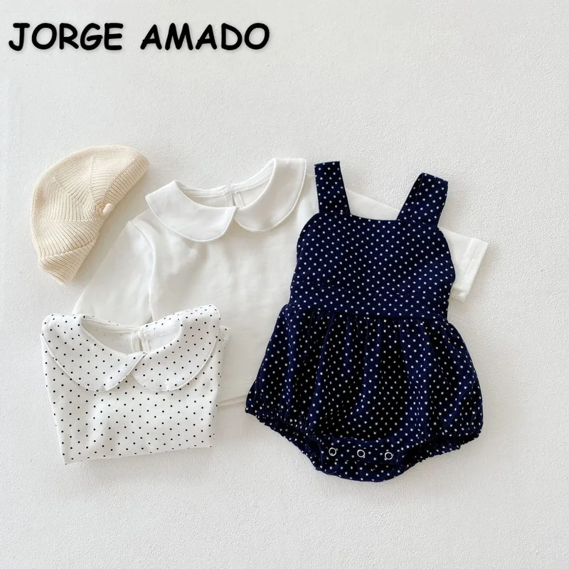 Conjuntos de oto&ntilde;o para ni&ntilde;as peque&ntilde;as, camisetas de manga larga con cuello vuelto y mono de estrella con tirantes, trajes para ni&ntilde;os E4110, novedad de 2021-0