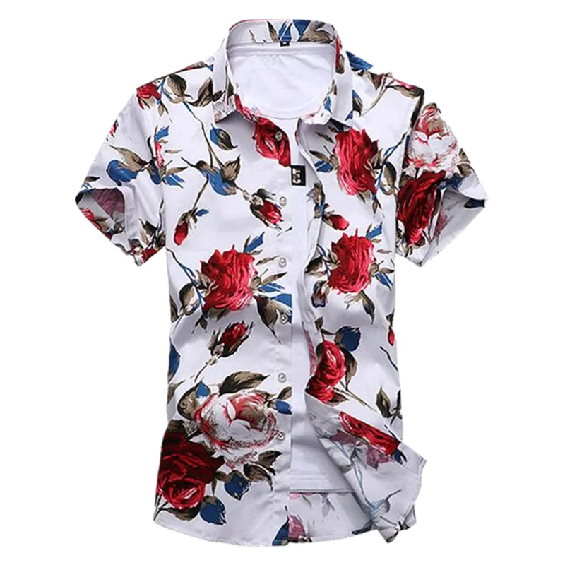 

Mens Short Sleeve Shirts 2021 Summer Fashion Casual Plus Size Men Floral Shirts High Quality Flower Shirts Plus Size 6XL 7XL