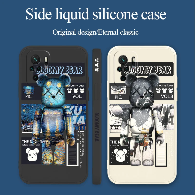 

Robot Bear Silicone Case For Xiaomi Redmi Note 10 10S 9T 9 8 7 Pro MAX Redmi 9 9A 9T K40 K30 K20 Pro Shockproof Phone Cover