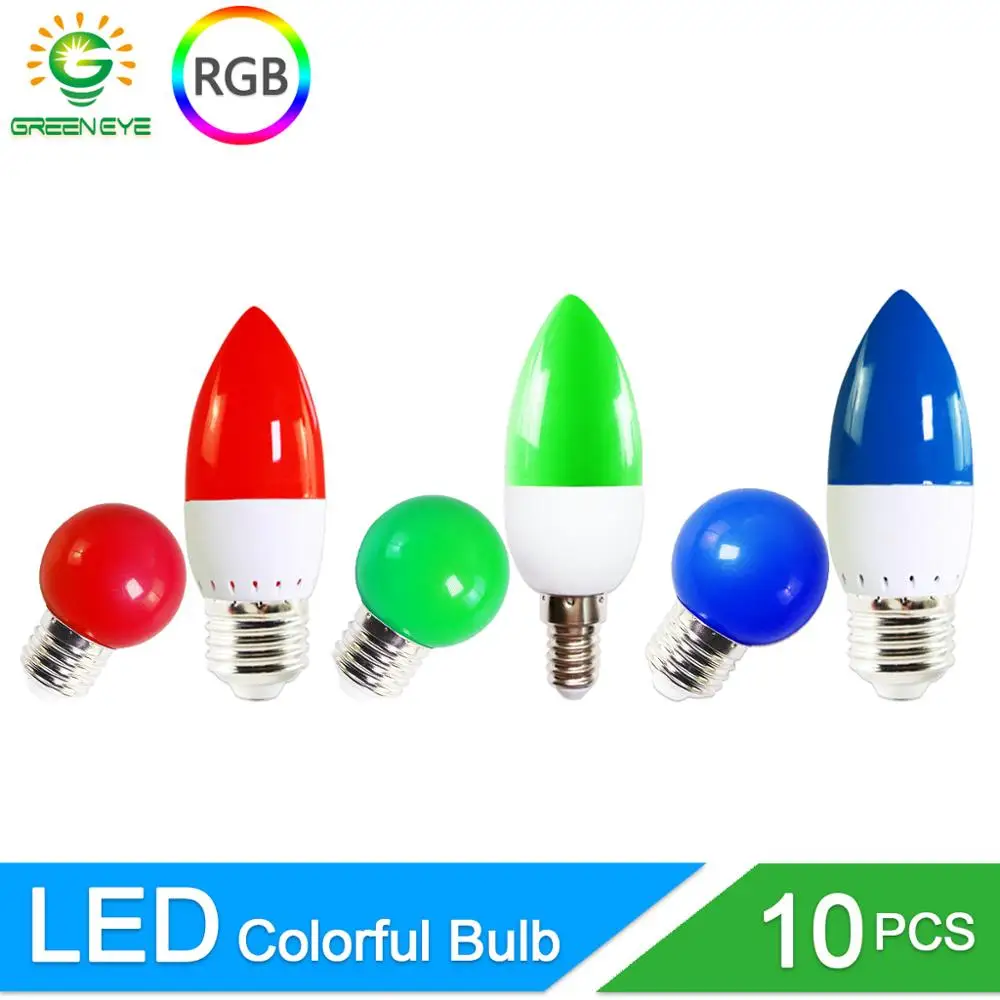 

10pcs LED Lamp E14 E27 3W G45 C35 RGB Colorful Led Bulb Led candle Light SMD 2835 AC 220V 240V Flashlight Globe Bulbs Home Decor