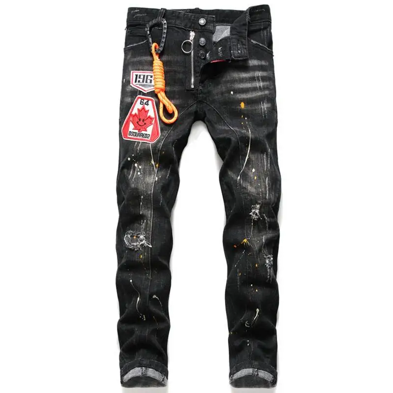 

Men Black Skinny Denim Jeans Stretch Fit Long Jeans Pants High Quality Male Stretch Jeans New Fashion Man Slim Denim Jeans 38