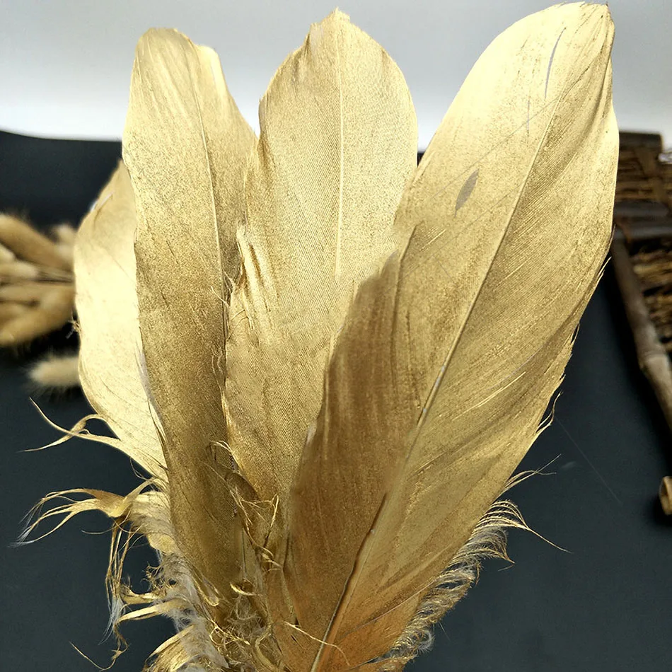

20pcs DIY Gold Goose Feathers Crafts Plume Natural Colored Feathers Jewelry Making Party Wedding Plumas Headdress Carnival Decor
