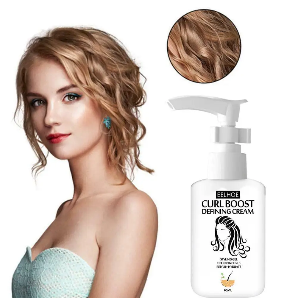 

60ml Curl Boost Defining Cream Perfect Curls Hair Booster Effect Hair Setting Frizz Control Instant Style Cream Drying A1O1