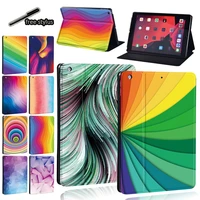 tablet case for ipad 9th 10 2 inch 2021 funda pu leather stand cover for ipad 9th generation watercolor pattern protective shell