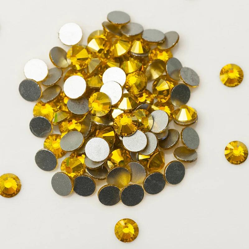 YANRUO 2058NoHF All Sizes Citrine AB Flatback Crystal Glue On Glass Rhinestones Non Hotfix Strass For Nails | Дом и сад