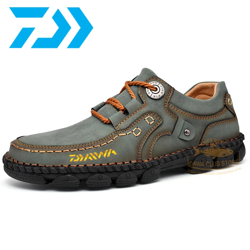 

2021 DAIWA Fishing Shoes Men Leather Outdoor Hiking Shoes Camping Anti-skid Breathable Shoes DAWA Waterproof Fishing Shoes