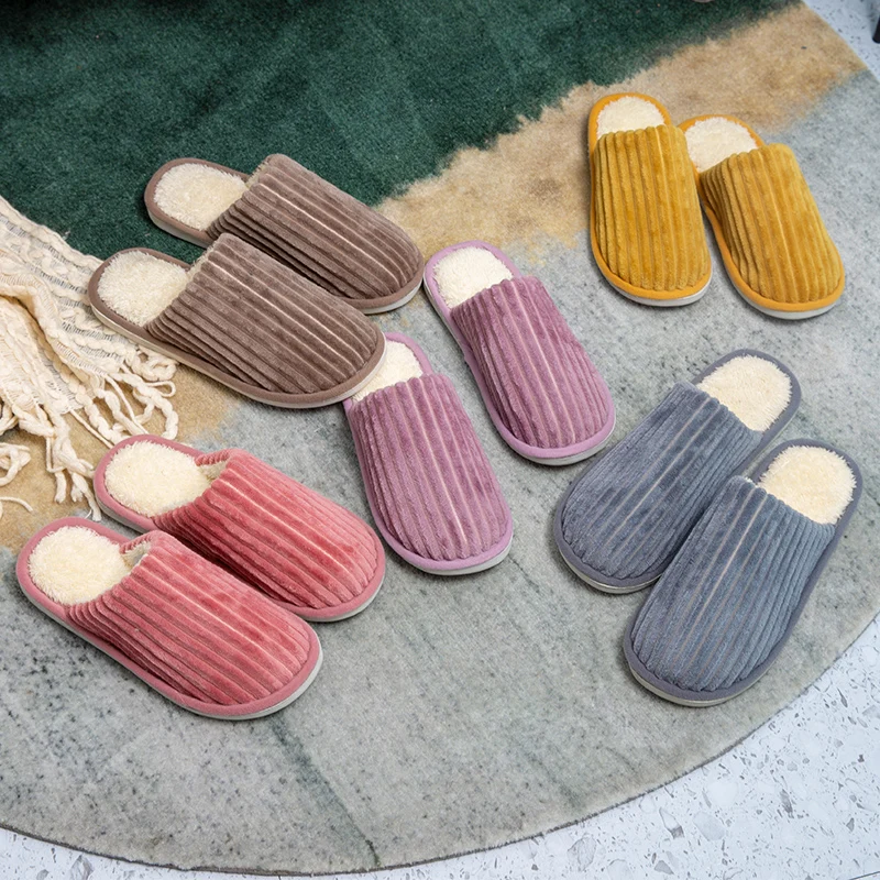 

Women Home Slippers Winter Warm Shoes Woman Slip on Flats Slides Female Faux Fur Slippers 36-41 wholesale Slippers Couple shoes