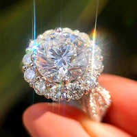 elegant shiny flower floral shaped crystal ladies copper ring wedding engagement womens causal fashion jewelry size 6 10