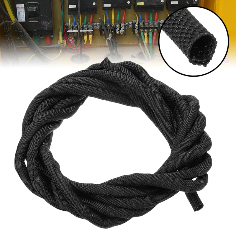 

Black Wrap Braided Cable Sleeve 5mm*300cm General Wire Pipe Hose Indoor Wiring Protection Flexible Nylon Sleeve Mayitr