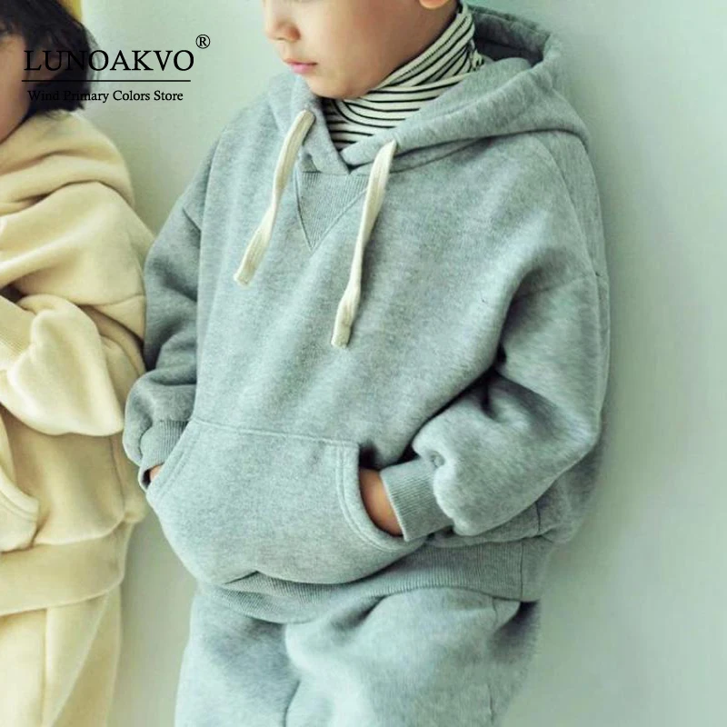 Детская Комплект повседневной одежды для детей топ с капюшоном + штаны зимняя